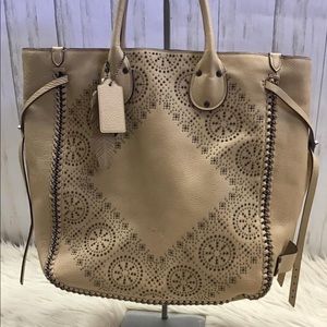 Authentic Coach studded Tatum whiplash tote
